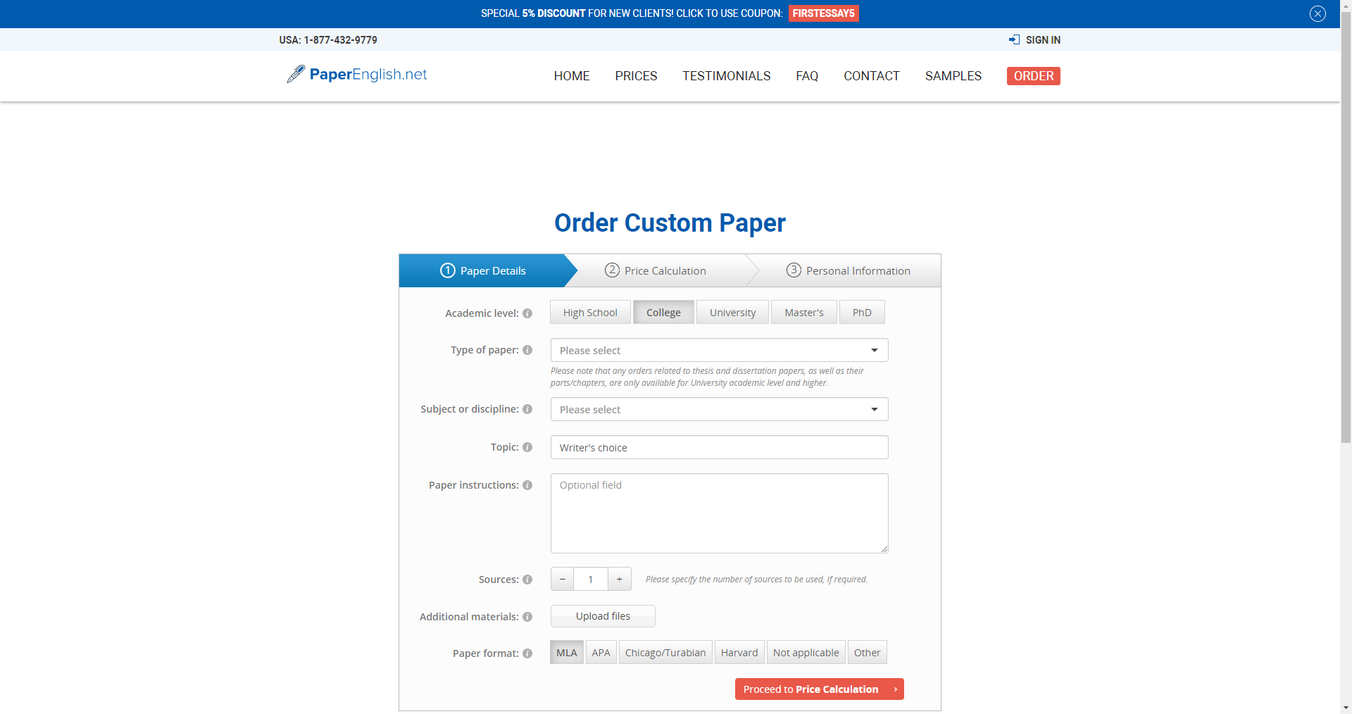 Paperenglish Order Form